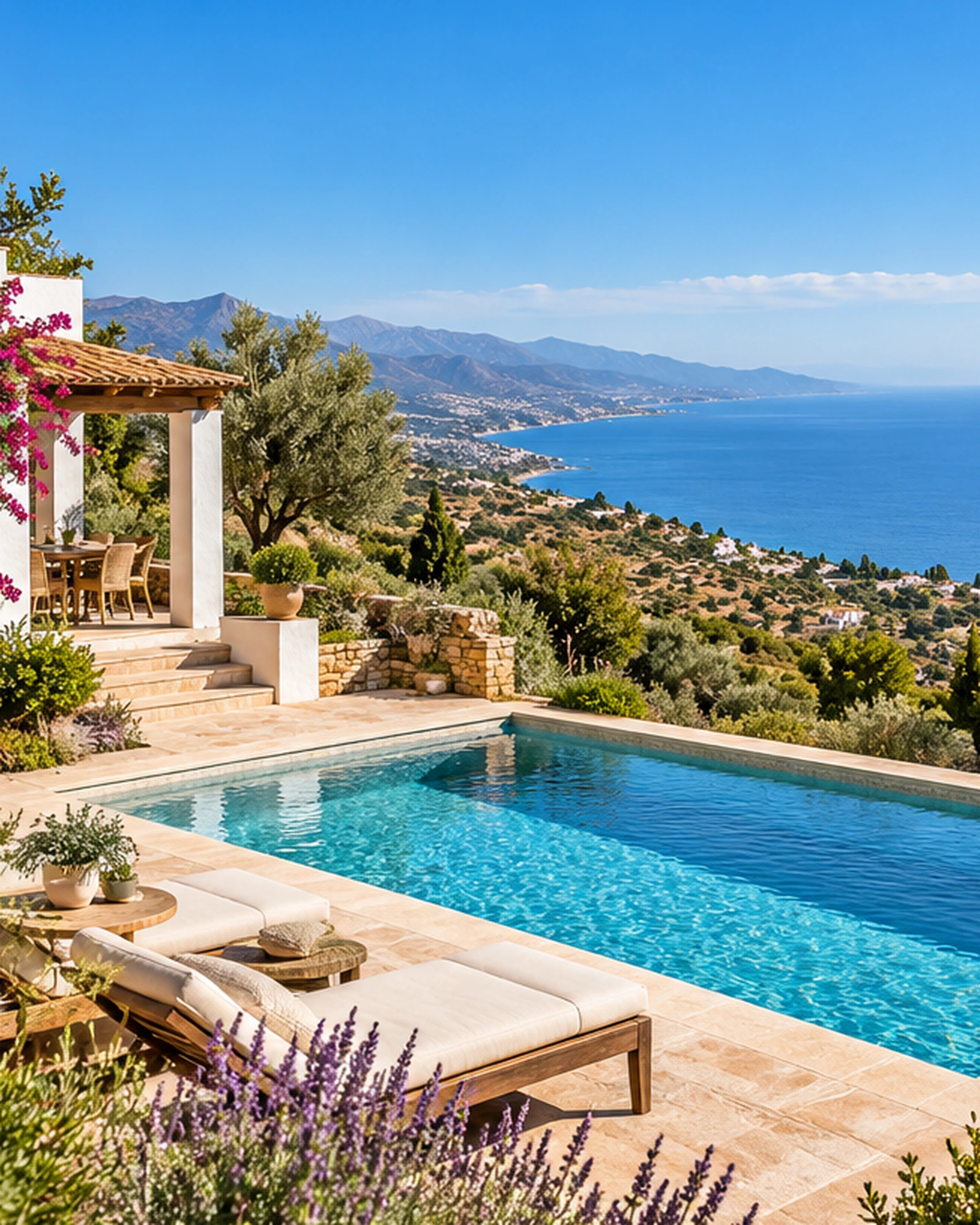 Villa con jardín y piscina con vistas a la costa de la Axarquía, Málaga